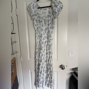 DOEN Floral Blue and White Maxi Dress